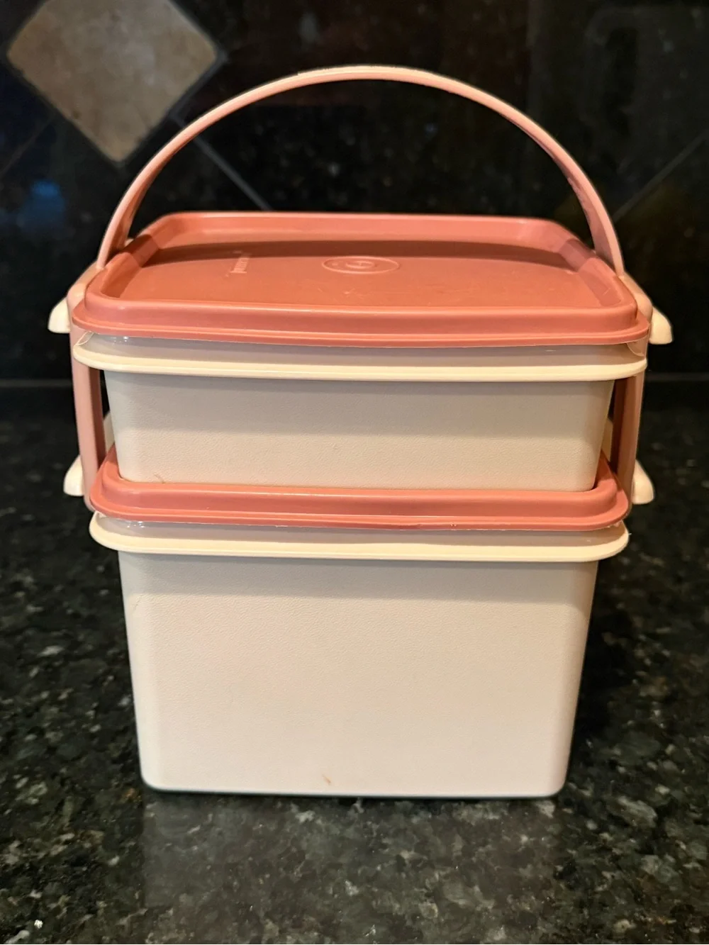 Tupperware Set - Lunch Goody Box Squares, Bowls Midget Southwestern Pink Vintage